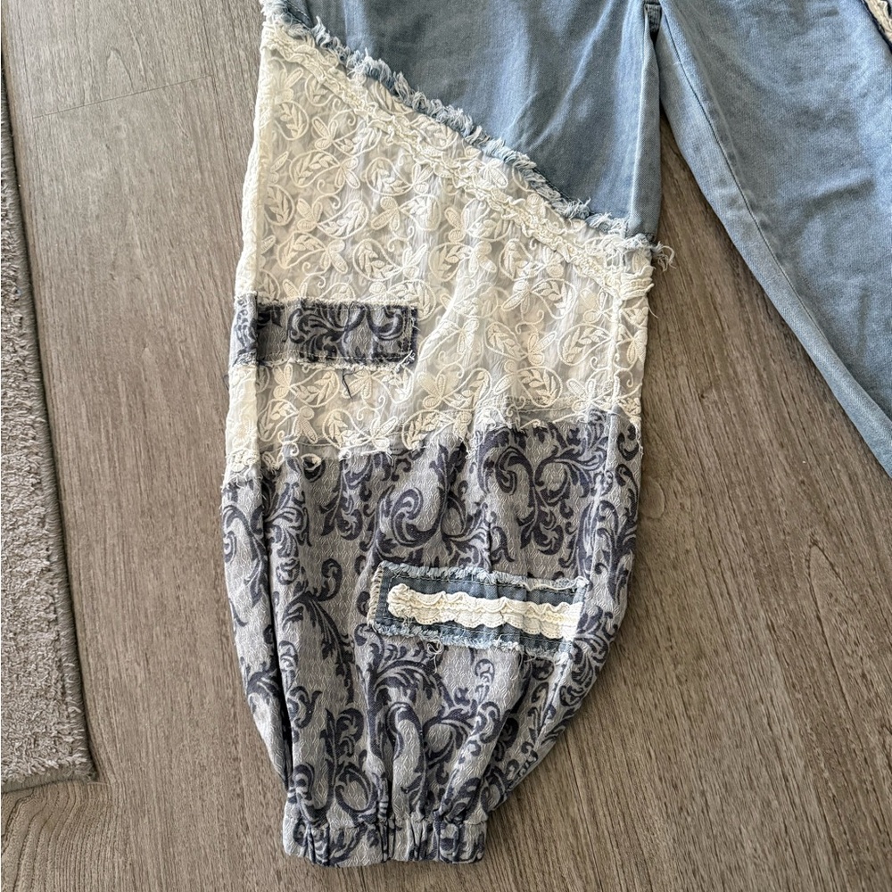 POL Patchwork Patchwork Denim Joggers NWOT - image 5